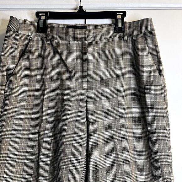 Nili Lotan Plaid Tailored Trousers Brown Glen Check Pants size 8 100% wool New - Picture 2 of 5
